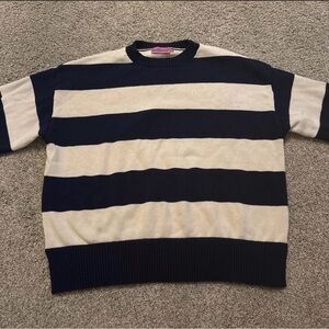 EDIKTED Navy and Cream Striped Sweater
